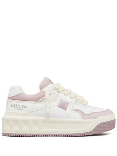 Valentino Garavani One Stud Xl Leather Sneakers In Pink/purple
