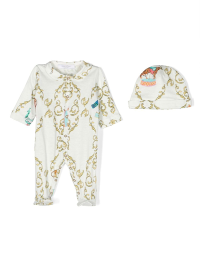 Roberto Cavalli Filigree-print Babygrow Set In White