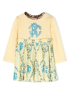 Roberto Cavalli Junior Long-sleeves Cotton Dress In Yellow