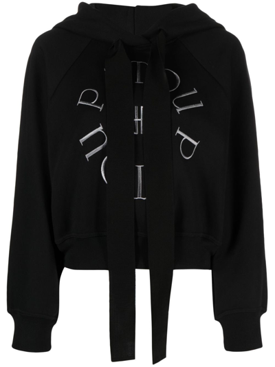 Patou Cropped Medallion Logo Hoodie In Black