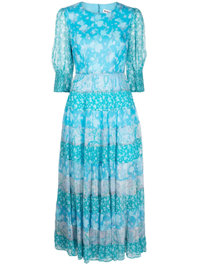 Rixo London Womens Agyness Back Tied Maxi Dress In Havana Floral Blue In Havana Floral Blue Mix