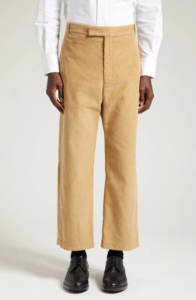 Thom Browne Unconstructed Straight Leg Cotton Corduroy Pants In Beige