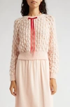 Simone Rocha Bow-embellished Mohair-blend Sweater In Peach/ Red