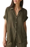 Michael Stars Bailey Gauze Button Down Shirt In Dolma