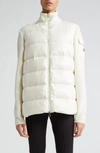 MONCLER QUILTED NYLON & WOOL KNIT CARDIGAN