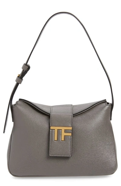 Tom Ford Mini Grained Leather Hobo In 1g003 Graphite