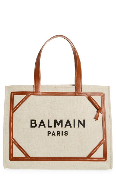 Balmain Medium B-army Monogram Shopper Tote In Gem Natural/ Brown