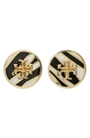 Tory Burch Kira Enamel Circle Stud Earrings In Tory Gold / Zebra