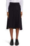 THOM BROWNE DROP BACK PLEATED WOOL SKIRT