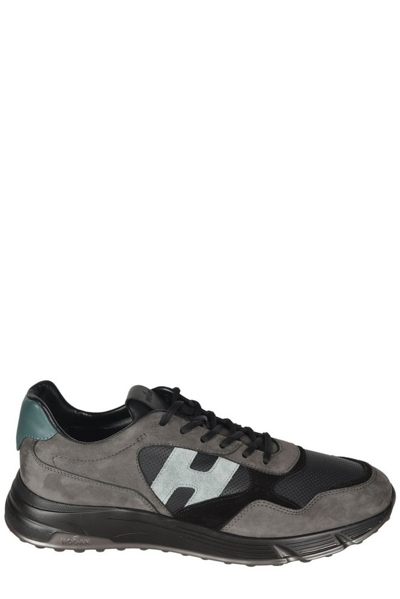 Hogan Hyperlight Panelled Leather Sneakers In Grey