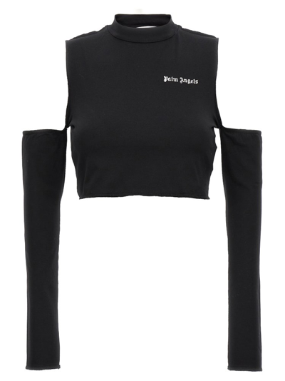 Palm Angels Logo-print Cut-out Top In Black