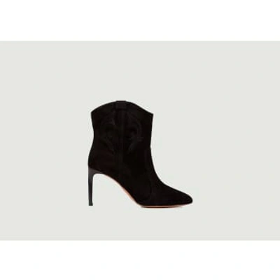 Chambery topstitched suede ankle boots