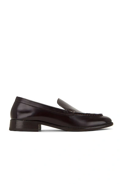 The Row Mensy Leather Loafers In Navy