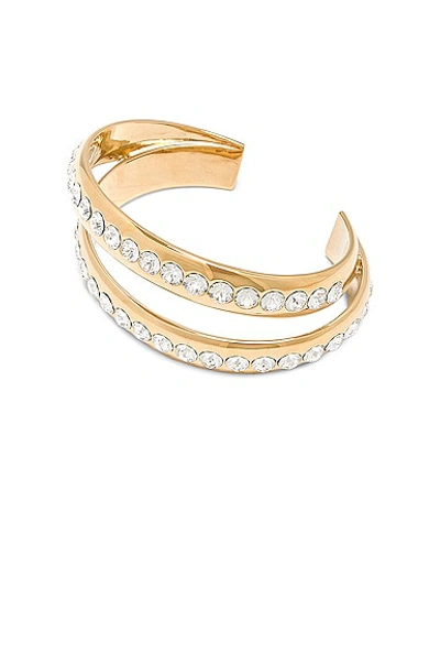 Amina Muaddi Jahleel Bangle Gold White Crystal Bracelet