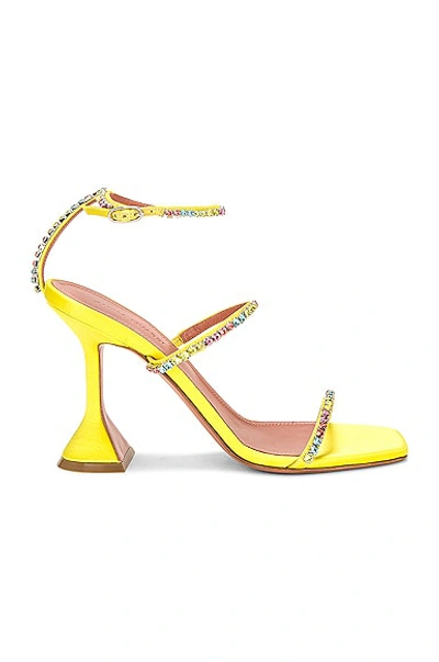 Amina Muaddi Gilda Embellished Pvc Sandals In Yellow