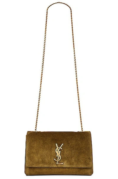 Saint Laurent Small Kate Reversible Chain Bag In Loden Green
