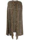 Stella Mccartney + Net Sustain Oversized Fringed Recycled Cotton-blend Cape In Brown