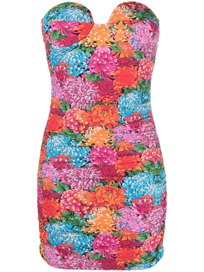 Reina Olga Bandeau Minidress In Multicolor