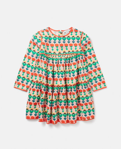 Stella Mccartney Kids' Tulip Print Layered Jersey Dress In Multicolour