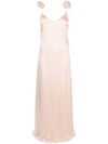 Magda Butrym Open-back Appliquéd Silk-satin Maxi Dress In Neutrals