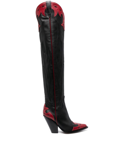 Sonora 90mm Melrose Leather Over-the-knee Boots In Black/red