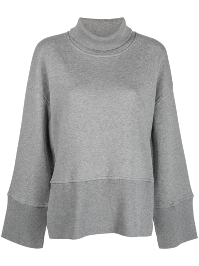 Closed Logo-embroidered Roll-neck Sweatshirt In Grey