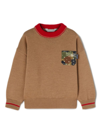 Palm Angels Camouflage-print Virgin Wool Jumper In Neutrals