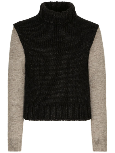 Dolce & Gabbana High-neck Chunky-knit Jumper In Black