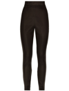 Dolce & Gabbana Logo-waistband Satin Leggings In Brown