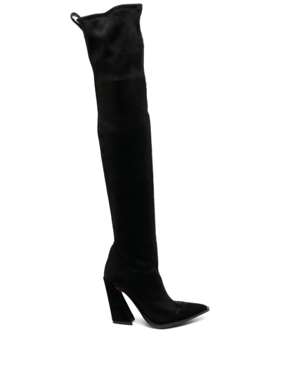 Sonora 100mm Pasilla Suede Over-the-knee Boots In Black