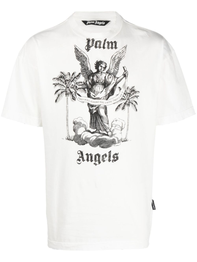 PALM ANGELS UNIVERSITY LOGO-PRINT T-SHIRT