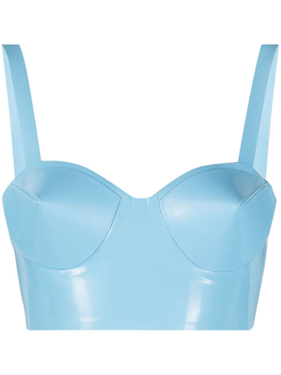 Maison Margiela Rubber Cropped Top In Blue