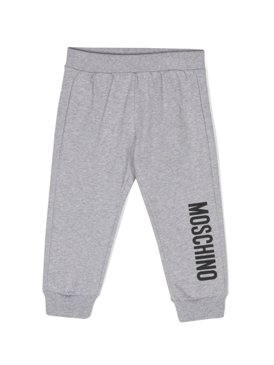 Moschino Babies' Logo-print Cotton Track Pants In Grey