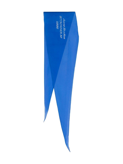 Acne Studios Logo-print Silk Scarf In Electric_blue