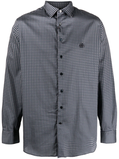 Etro Geometric-pattern Long-sleeve Shirt In Blue