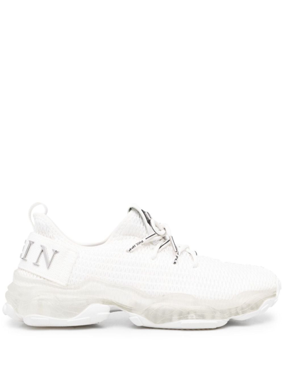 Philipp Plein Hyper Shock Stretch Knit Running Sneakers In White