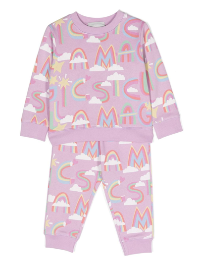 Stella Mccartney Kids' Graphic-print Cotton Tracksuit In Purple