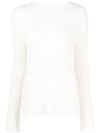 Closed Ribbed-knit Long-sleeve Top In Neutrals
