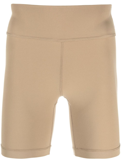 Sporty And Rich Logo-print High-waisted Running Shorts In Neutrals