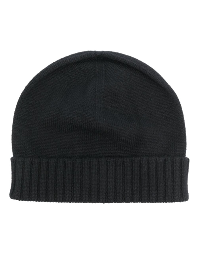 Malo Ribbed-trim Cashmere Beanie In Black