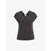 Reiss Bonnie Layered Woven Top In Charcoal