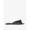 Jimmy Choo Womens Black Avenue Knot-embellished Leather Mules In Black