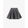 Alaïa Alaia Womens Gris Fonce Ribbed Flared Mid-rise Wool-blend Mini Skirt In Gris Fonce