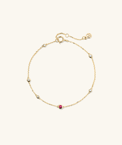 Mejuri Multi Gemstone Station Bracelet Ruby In Yellow