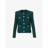 Balmain Giacca Tweed Bottoni Dorati Jackets Green In Vert Fonce