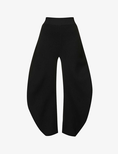 Alaïa High-rise Knit Barrel-leg Pants In Black