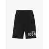 Dsquared2 Icon Print Cotton Jersey Sweat Shorts In Black,white