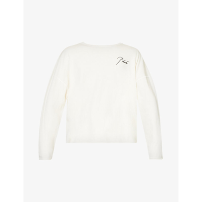 Rhude Logo-print Long-sleeve Cotton T-shirt In Vintage White