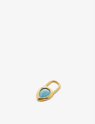Monica Vinader Womens Blue Teardrop 18ct Recycled Yellow Gold Vermeil Sterling Silver And Turquoise