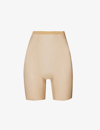 WOLFORD WOLFORD WOMENS CLAY SEMI-SHEER HIGH-RISE STRETCH-TULLE SHORTS,59728796